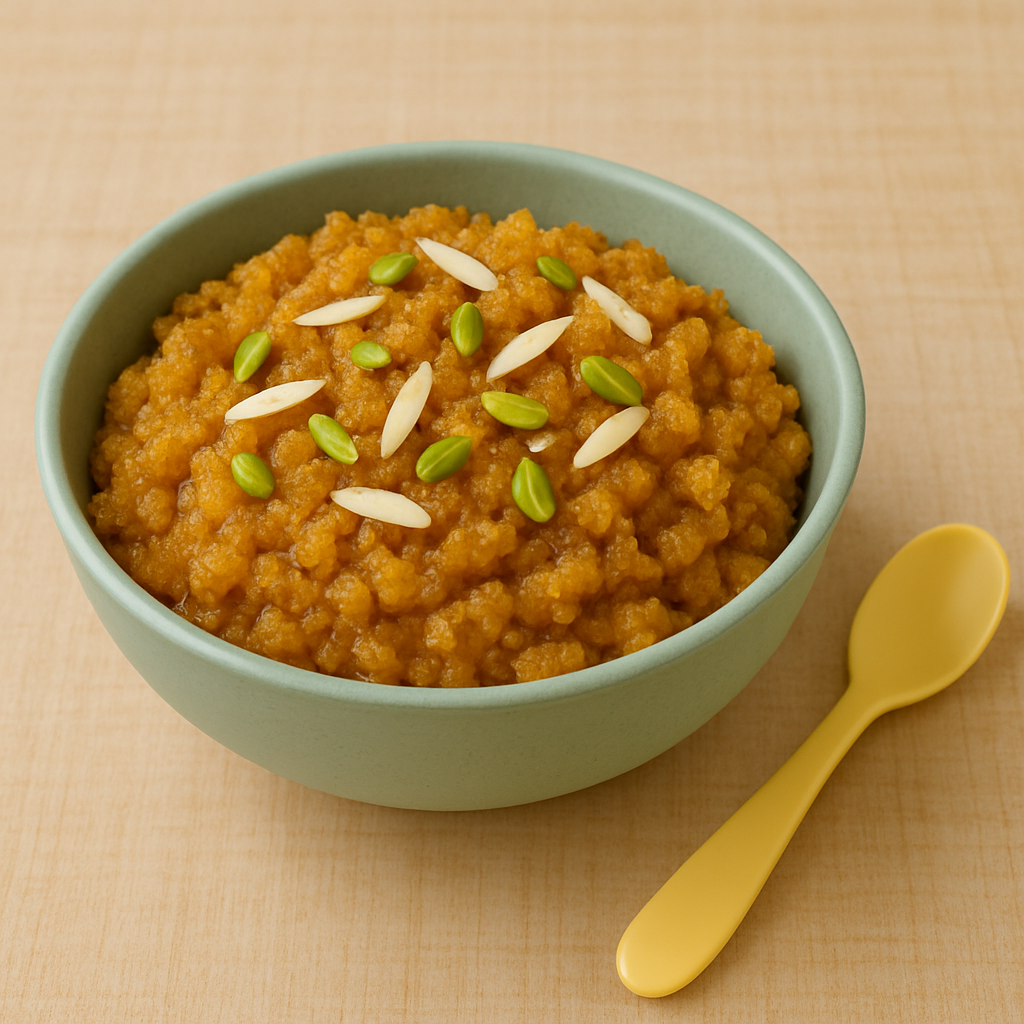 बच्चों के लिए मूंग दाल हलवा रेसिपी - 1 साल के बच्चे के लिए हेल्दी बेबी मिठाई